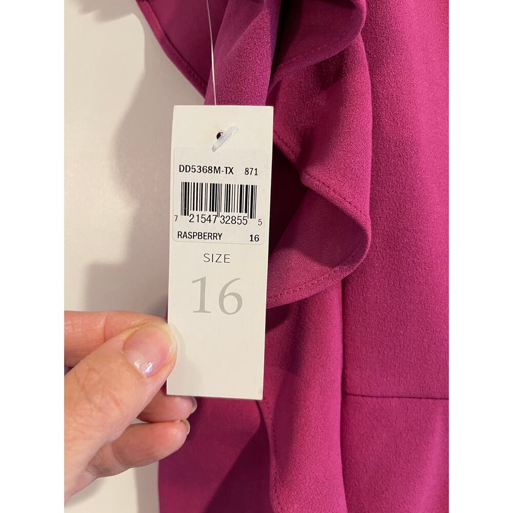 Donna Morgan Raspberry Ruffled Sleeves Shift Dress Plus Size 16 NWT Dressy - Picture 4 of 14